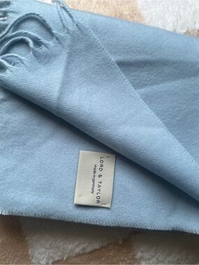 Lord & Taylor Powder Blue Fringe Scarf